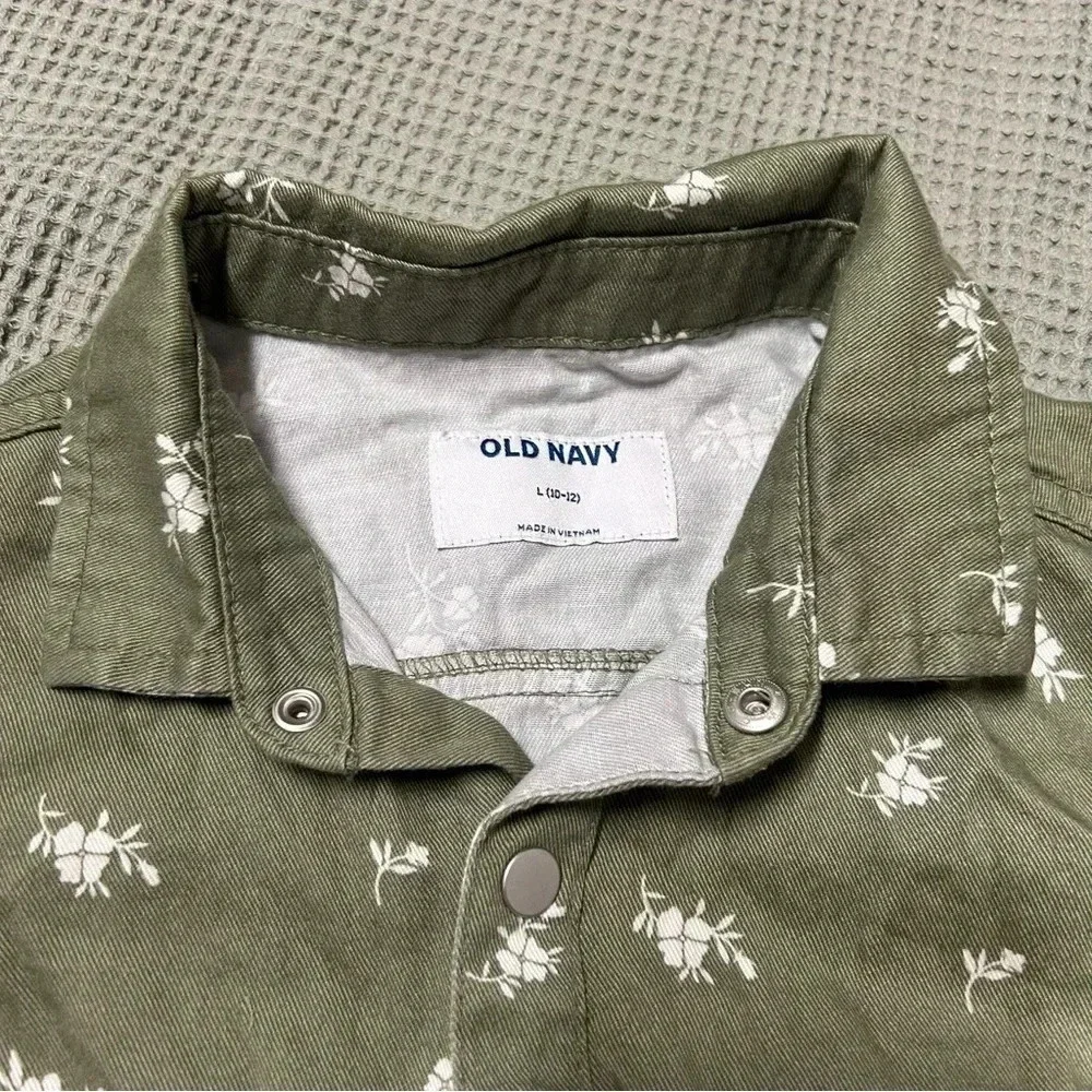 Kids floral denim material romper | size L 10-12